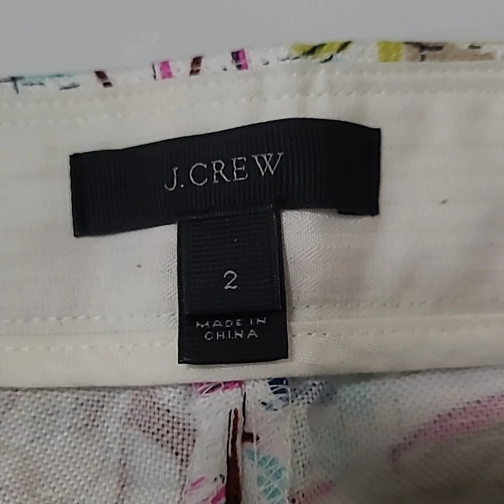 J. Crew Colorful Tropical Beach Patterned Linen Blend Shorts size 2